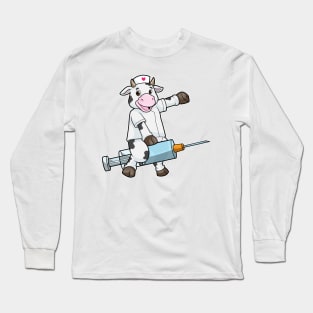 Cow as Nurse with Heart & Syringe Long Sleeve T-Shirt